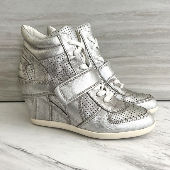 Ash Bowie Metallic Silver Hidden Wedge Sneakers Size 36​ - Picture 3 of 14